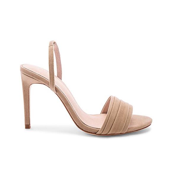 Raye Jude Suede Slingback Heel in Tan Open Toe Stiletto 8.5 Minimal Revolve - Picture 1 of 10